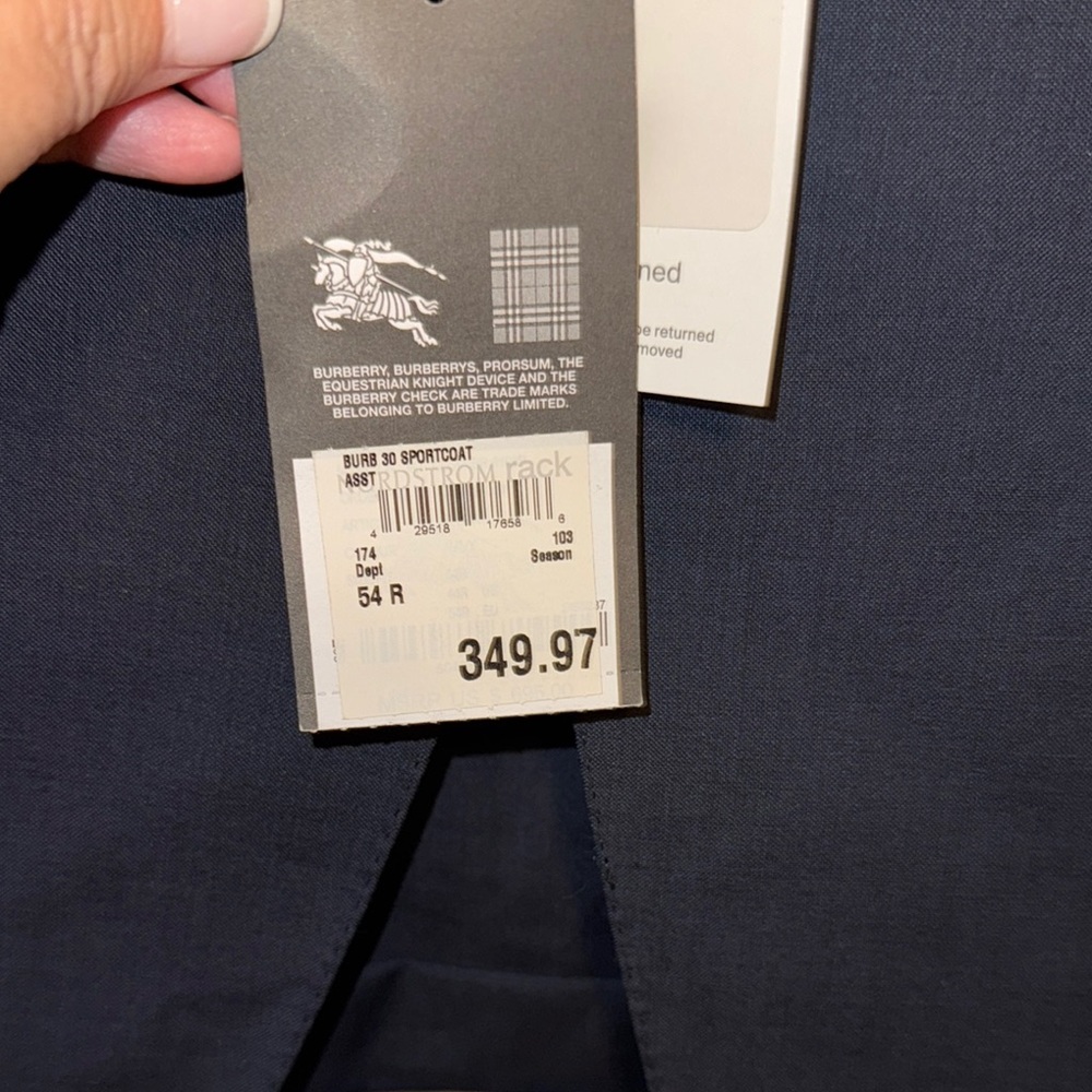 Burberry Navy Men's Blazer - Size 54R: See hyperlinked size chart for US sizing - Picture 4 of 8